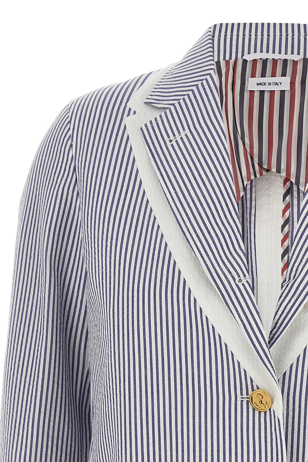 Single-Breasted Seersucker Blazer