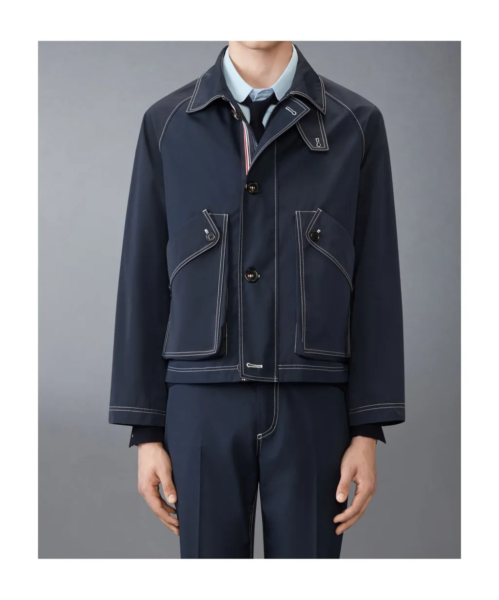Contrast-Stitching Raglan Jacket