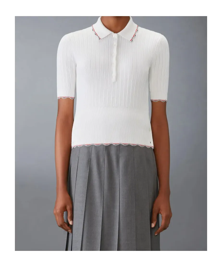 Rwb-Stripe Ribbed-Knit Polo Top