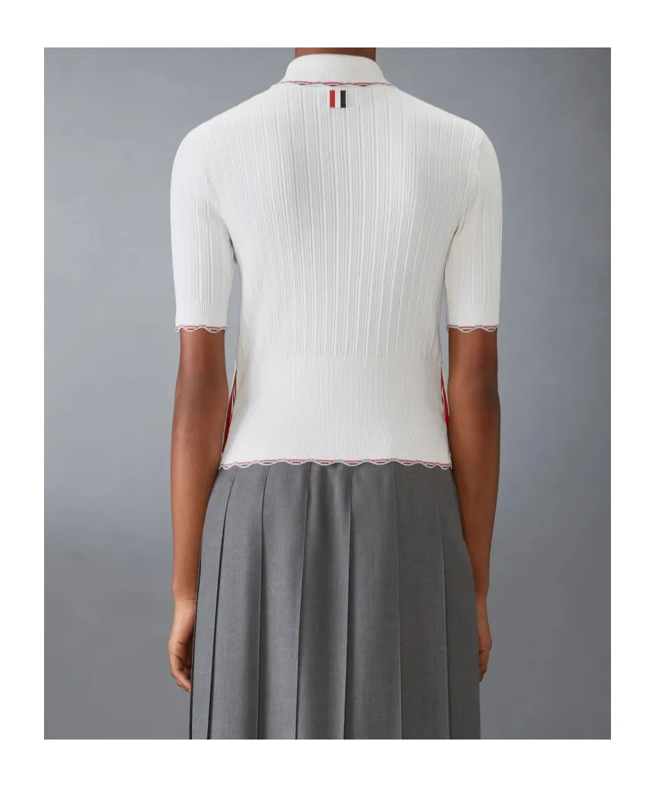 Rwb-Stripe Ribbed-Knit Polo Top
