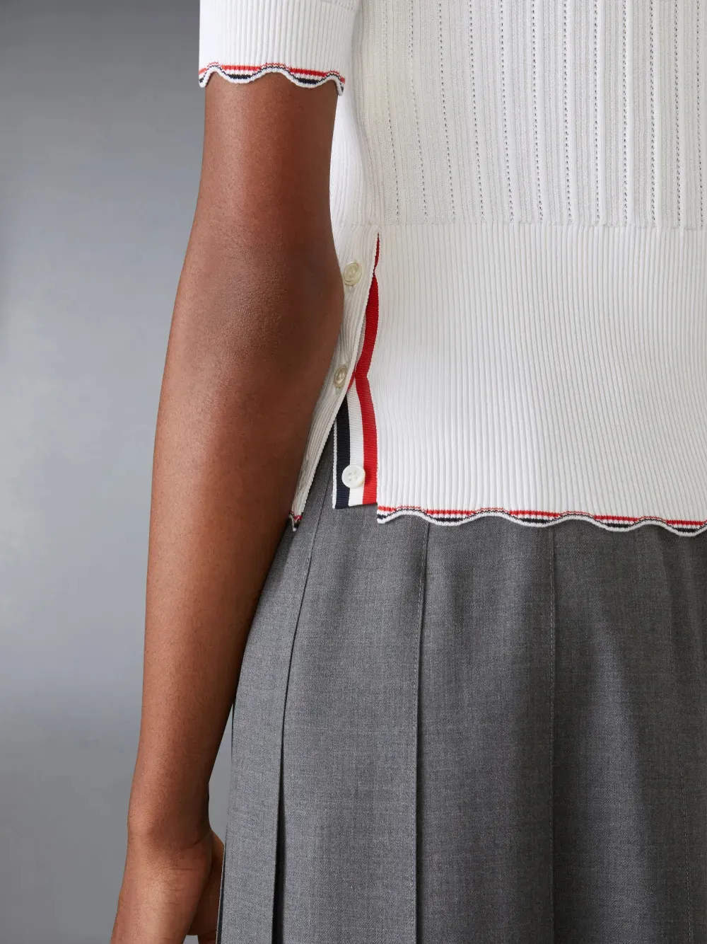 Rwb-Stripe Ribbed-Knit Polo Top