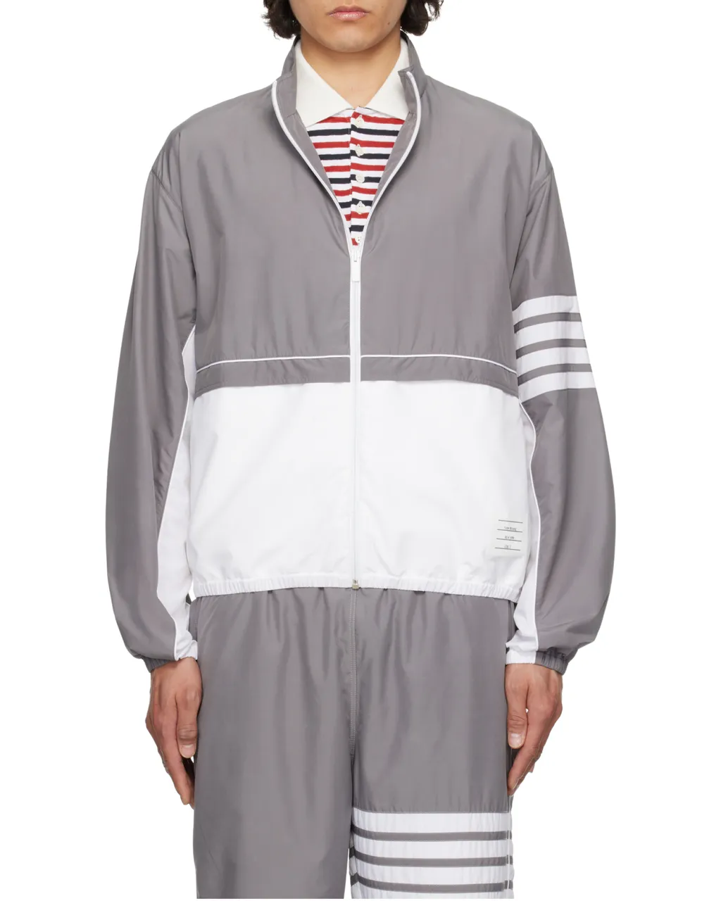4-Bar Stripe Detailed Zipped Windbreaker