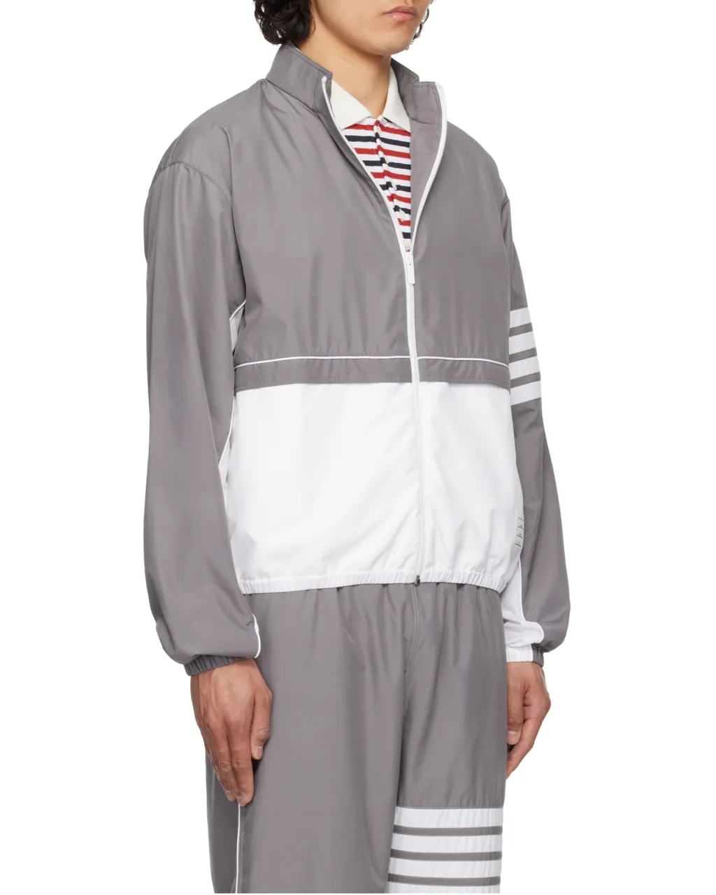 4-Bar Stripe Detailed Zipped Windbreaker