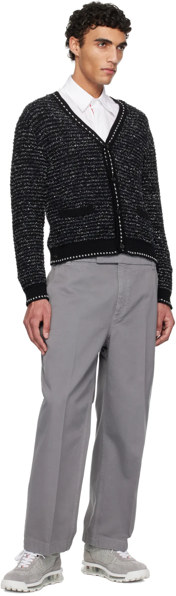 V-Neck Tweed Cardigan