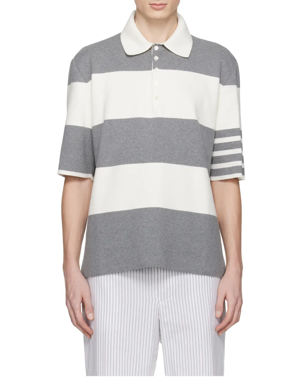 Striped Short Sleeved Polo Shirt