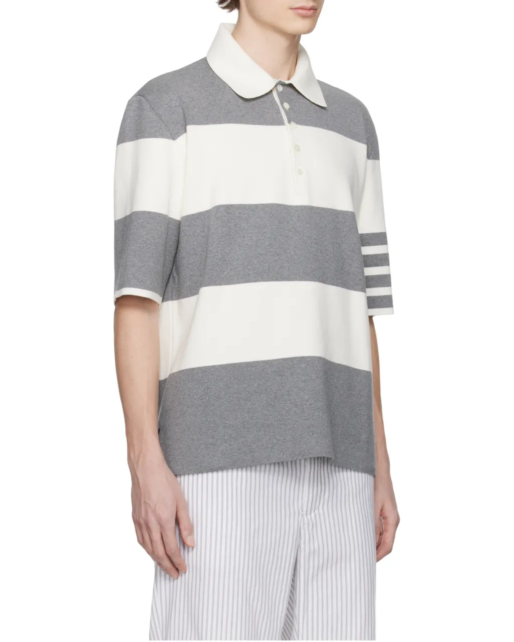 Striped Short Sleeved Polo Shirt