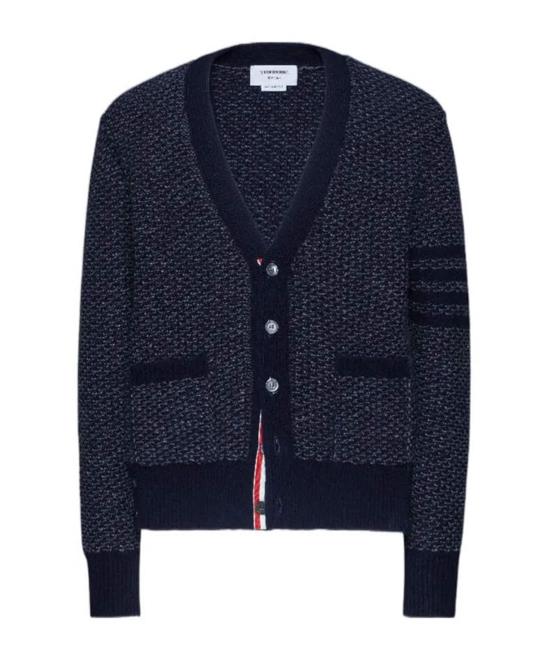 4-Bar Textured-Knit Cardigan