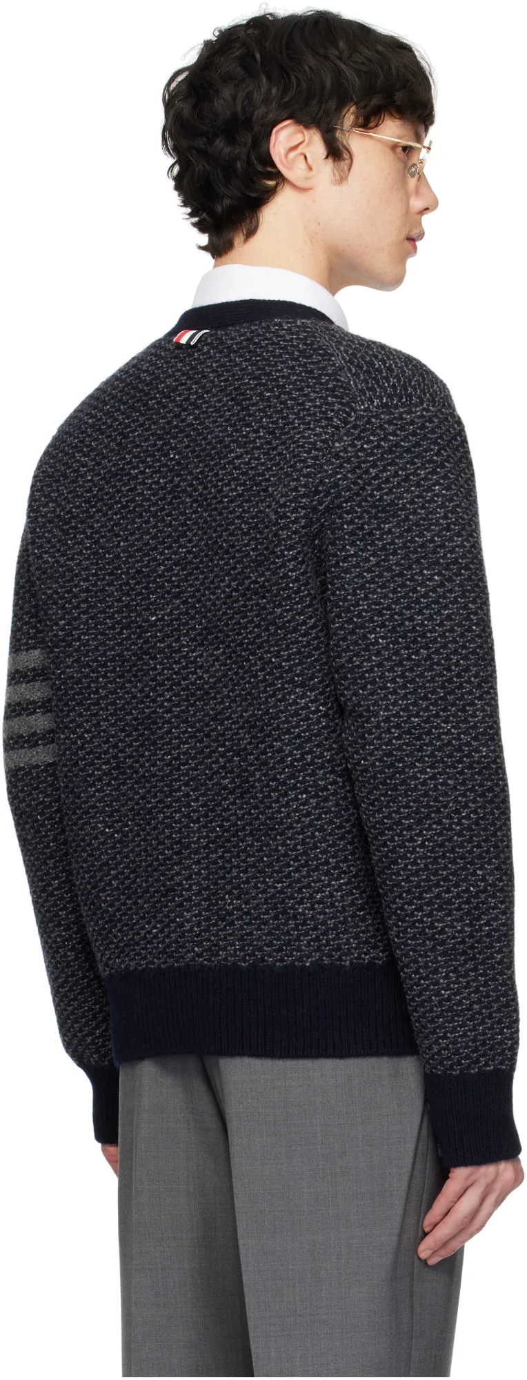 4-Bar Textured-Knit Cardigan