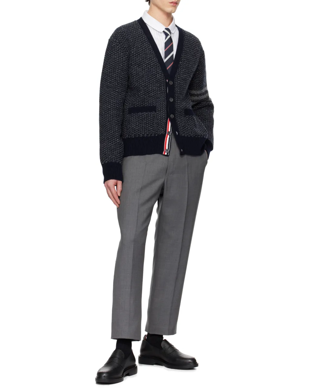 4-Bar Textured-Knit Cardigan