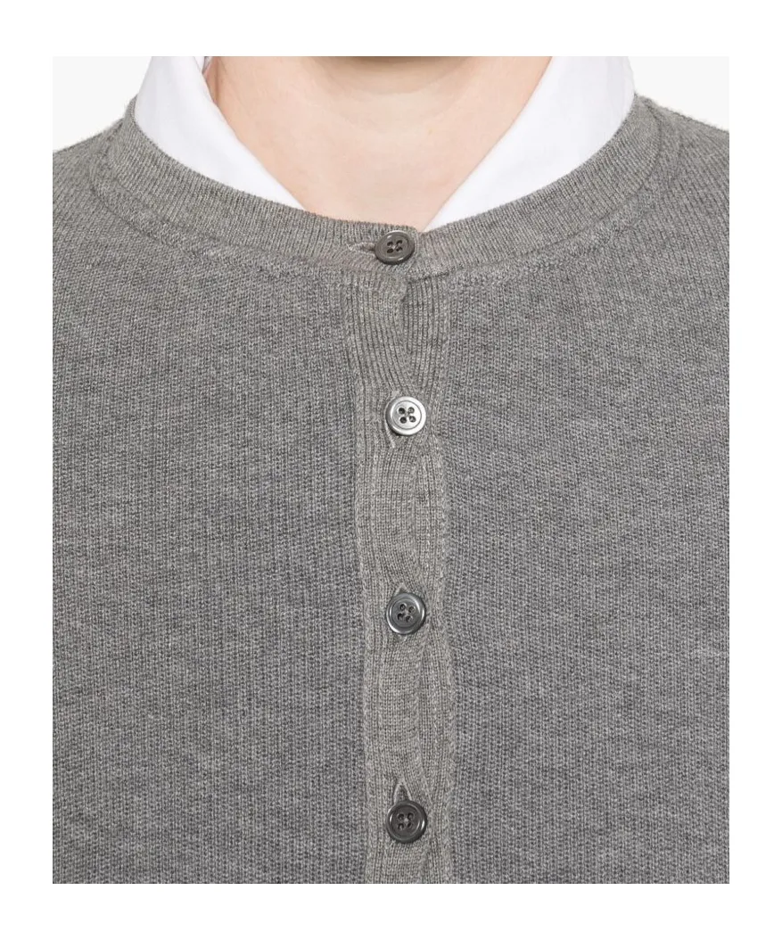 4-Bar Cotton Cardigan