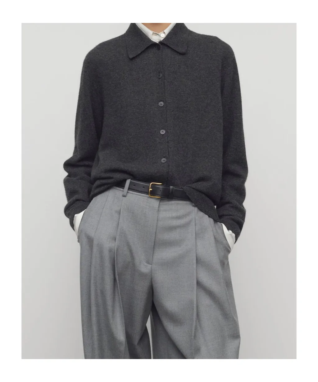 Button-Front Polo Cardigan