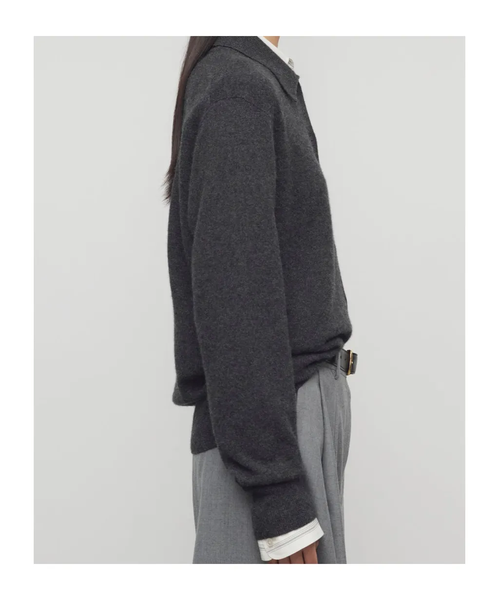 Button-Front Polo Cardigan