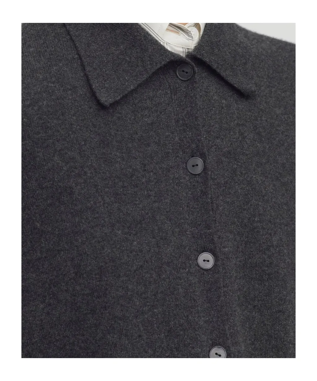 Button-Front Polo Cardigan