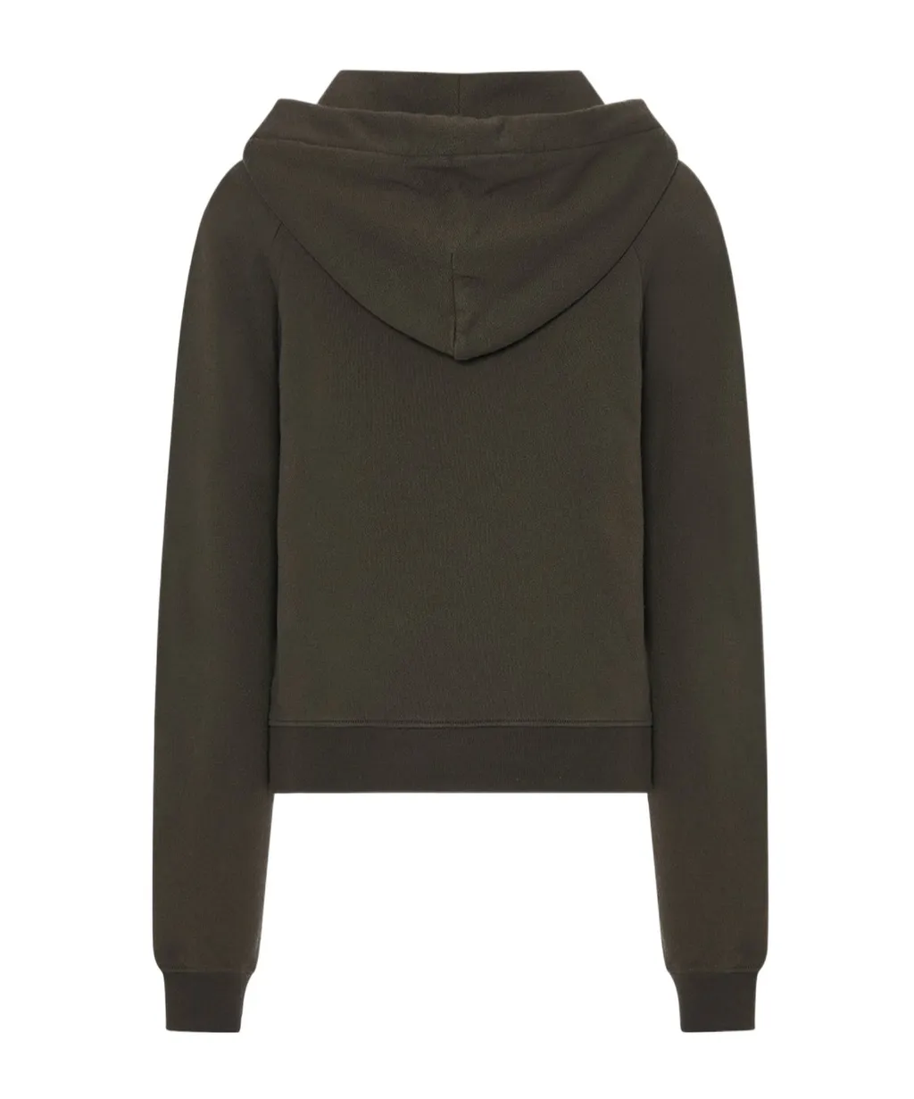 Ribbed-Trim Hoodie
