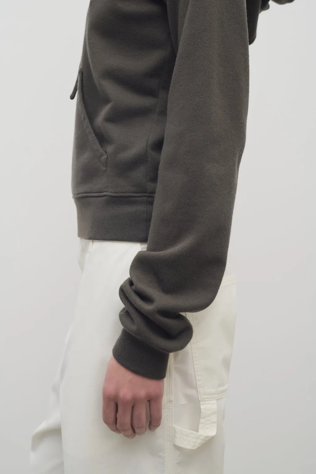 Ribbed-Trim Hoodie