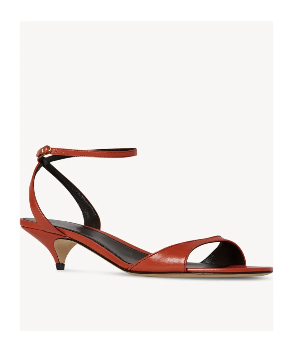 Kitten-Heel Leather Sandals
