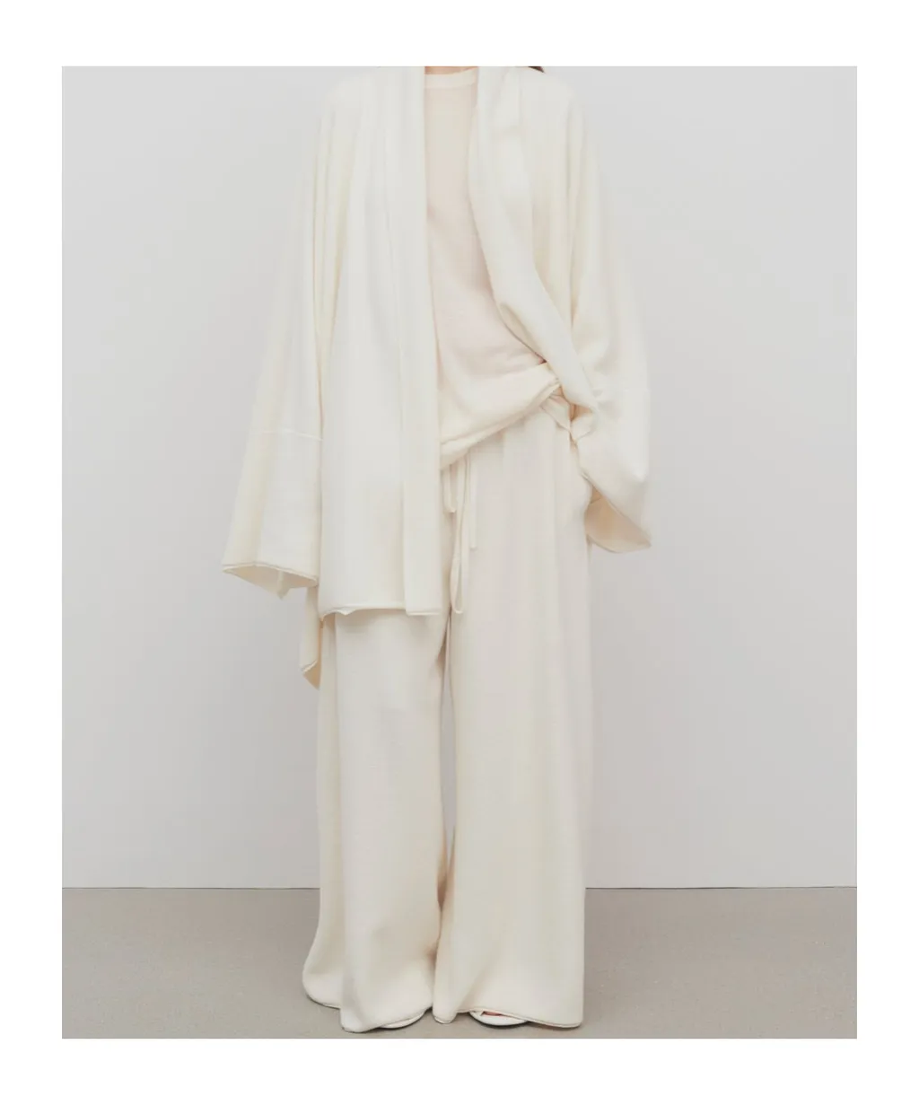Wide-Leg Cashmere Casual Pants