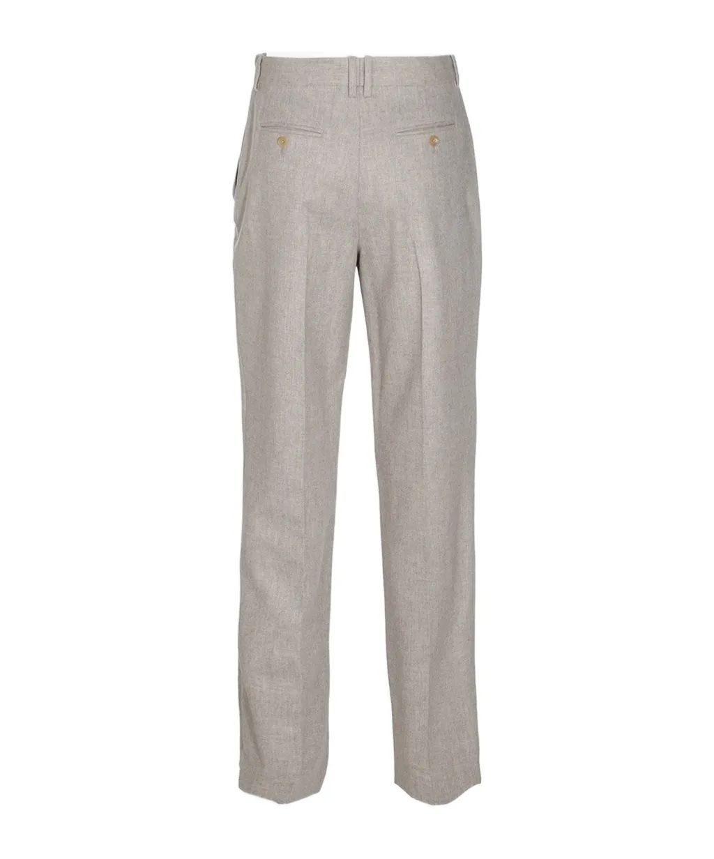 Straight-Leg Pleated Trousers