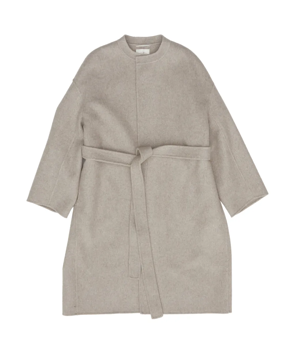 Belted Waist Crewneck Coat
