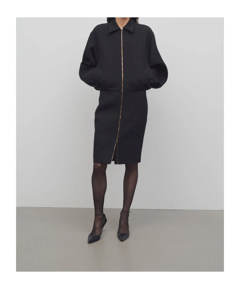 Mave Zip-Front Balloon-Sleeve Dress