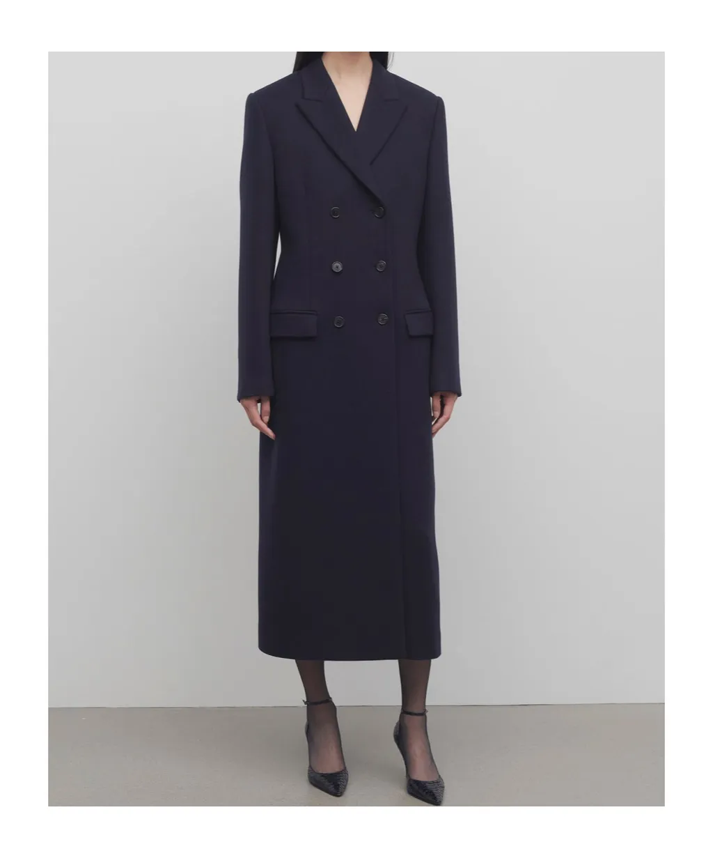 Double-Breasted Long-Sleeved Coat