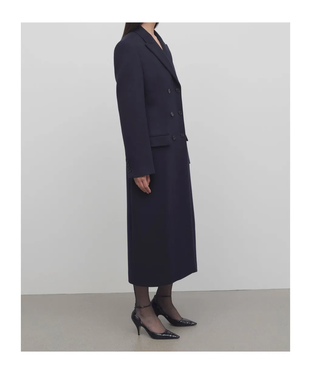 Double-Breasted Long-Sleeved Coat