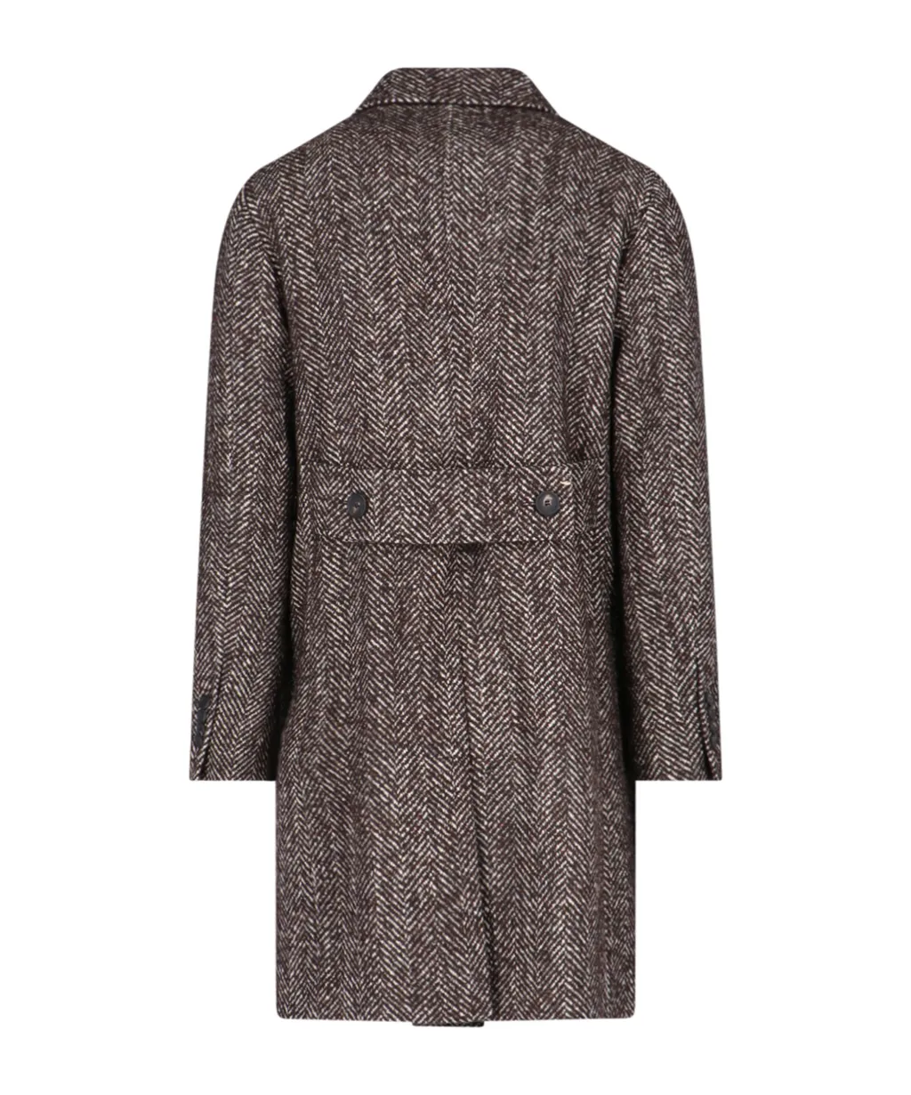 Herringbone Double-Breasted Coat
