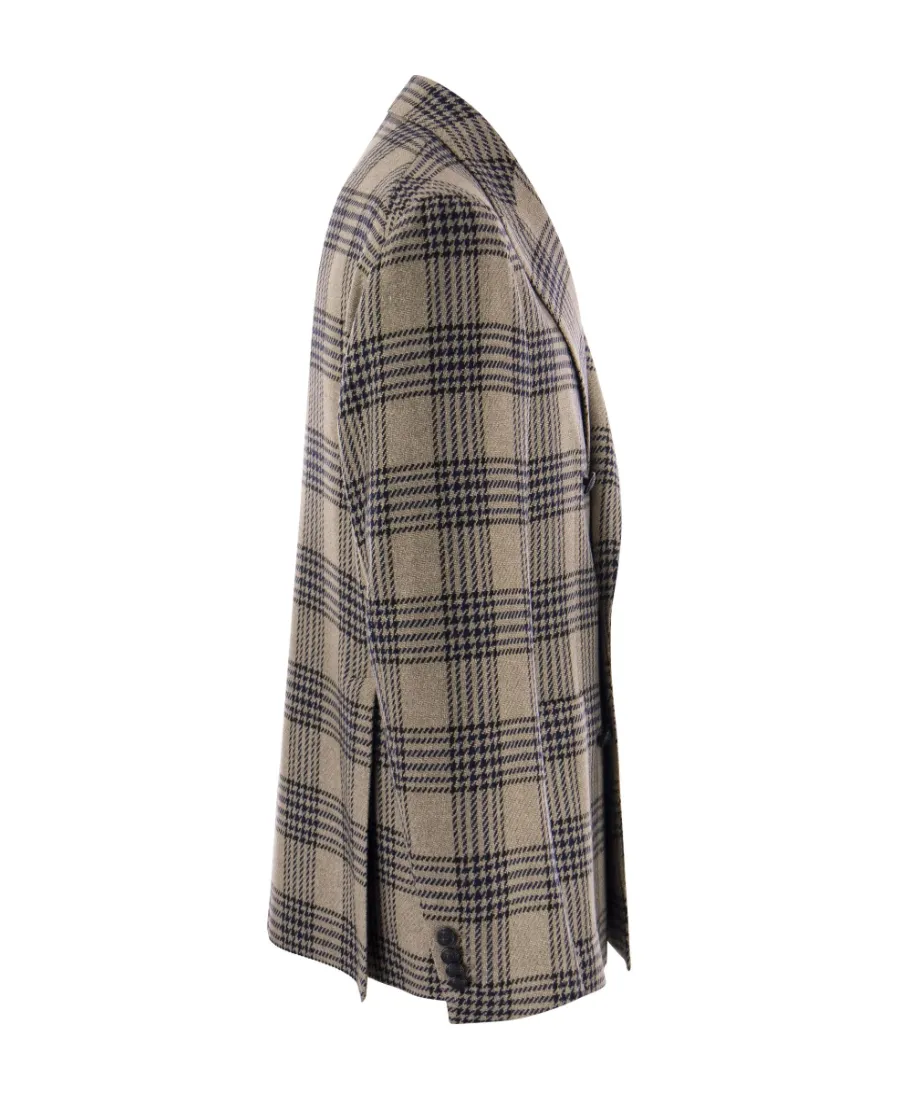 Checked Double-Breasted Blazer