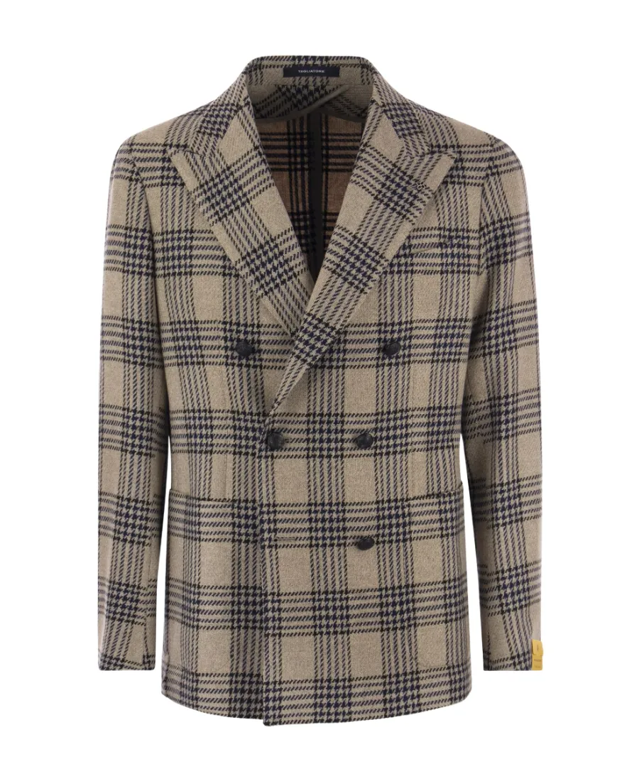 Checked Double-Breasted Blazer