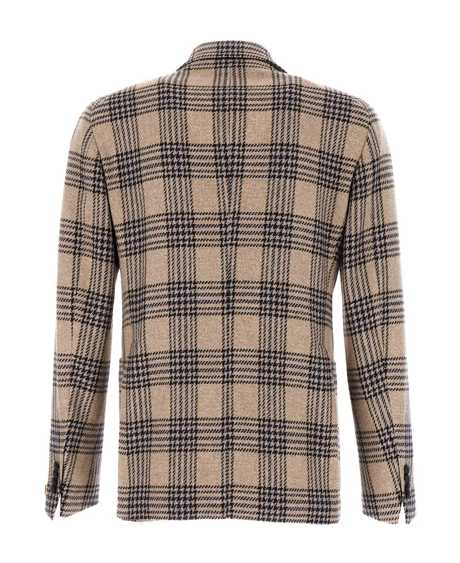 Checked Double-Breasted Blazer