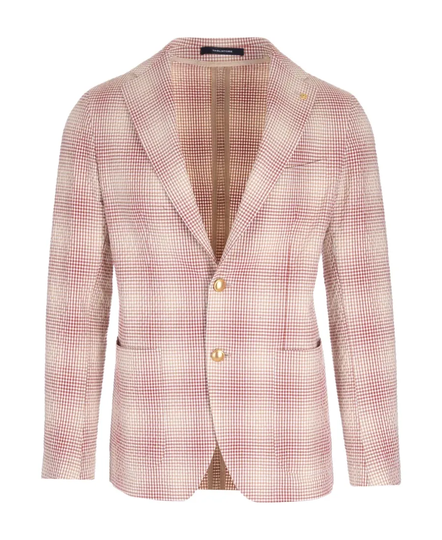 Check-Pattern Seersucker Blazer
