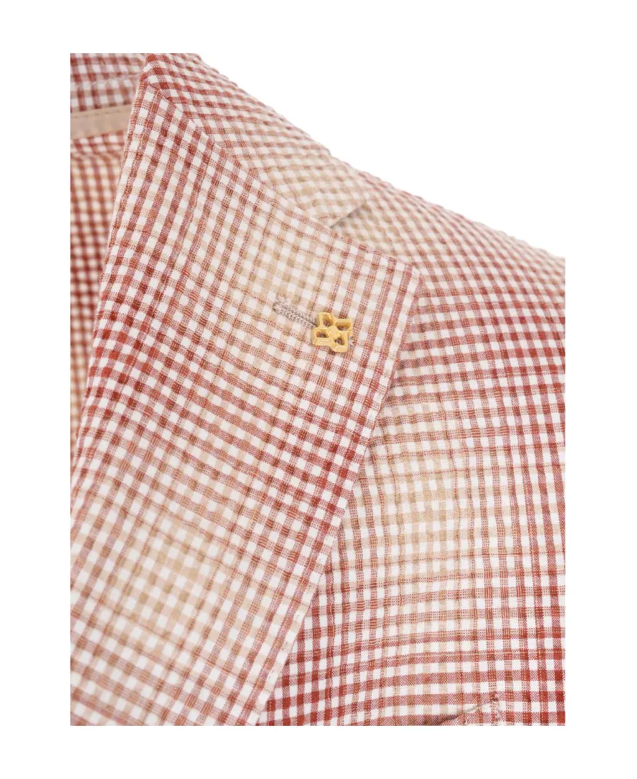 Check-Pattern Seersucker Blazer
