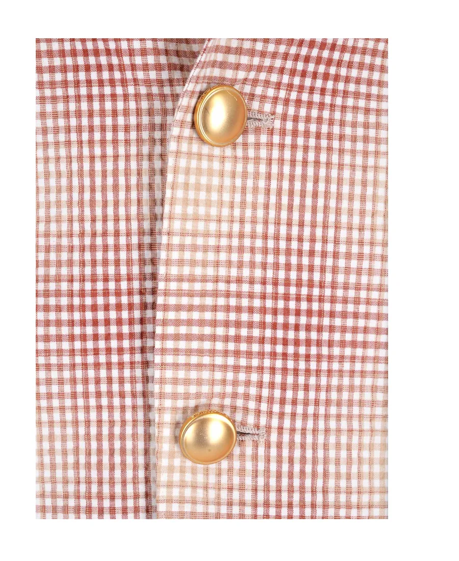 Check-Pattern Seersucker Blazer