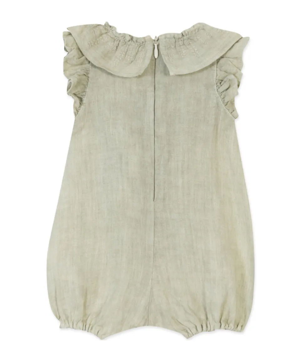 Floral-Embroidered Ruffled Jumpsuit