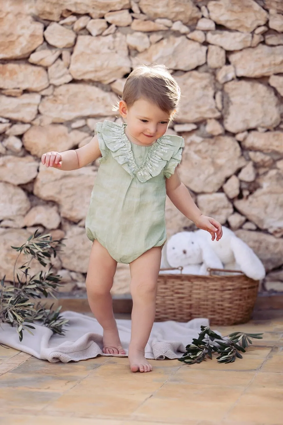 Floral-Embroidered Ruffled Jumpsuit