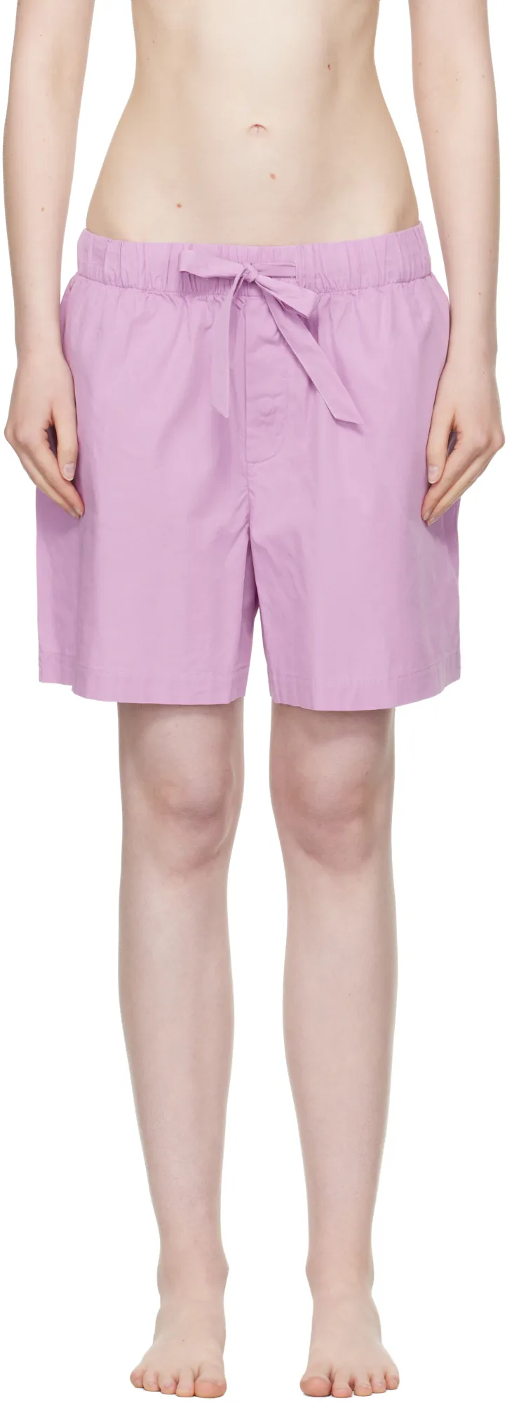 High-Waist Drawstring Poplin Shorts
