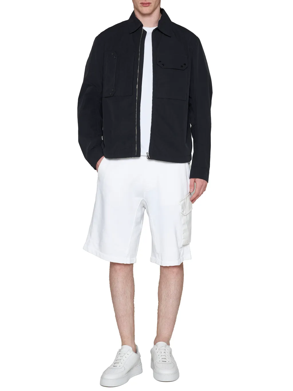 Logo Patch Zipped Shirt Jacket