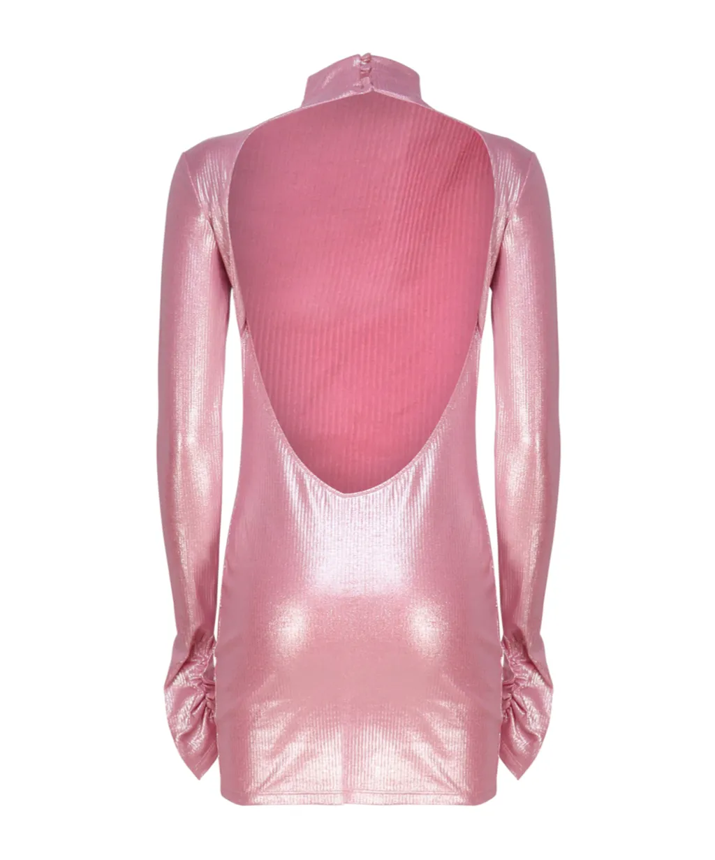 Long-Sleeve Metallic Dress