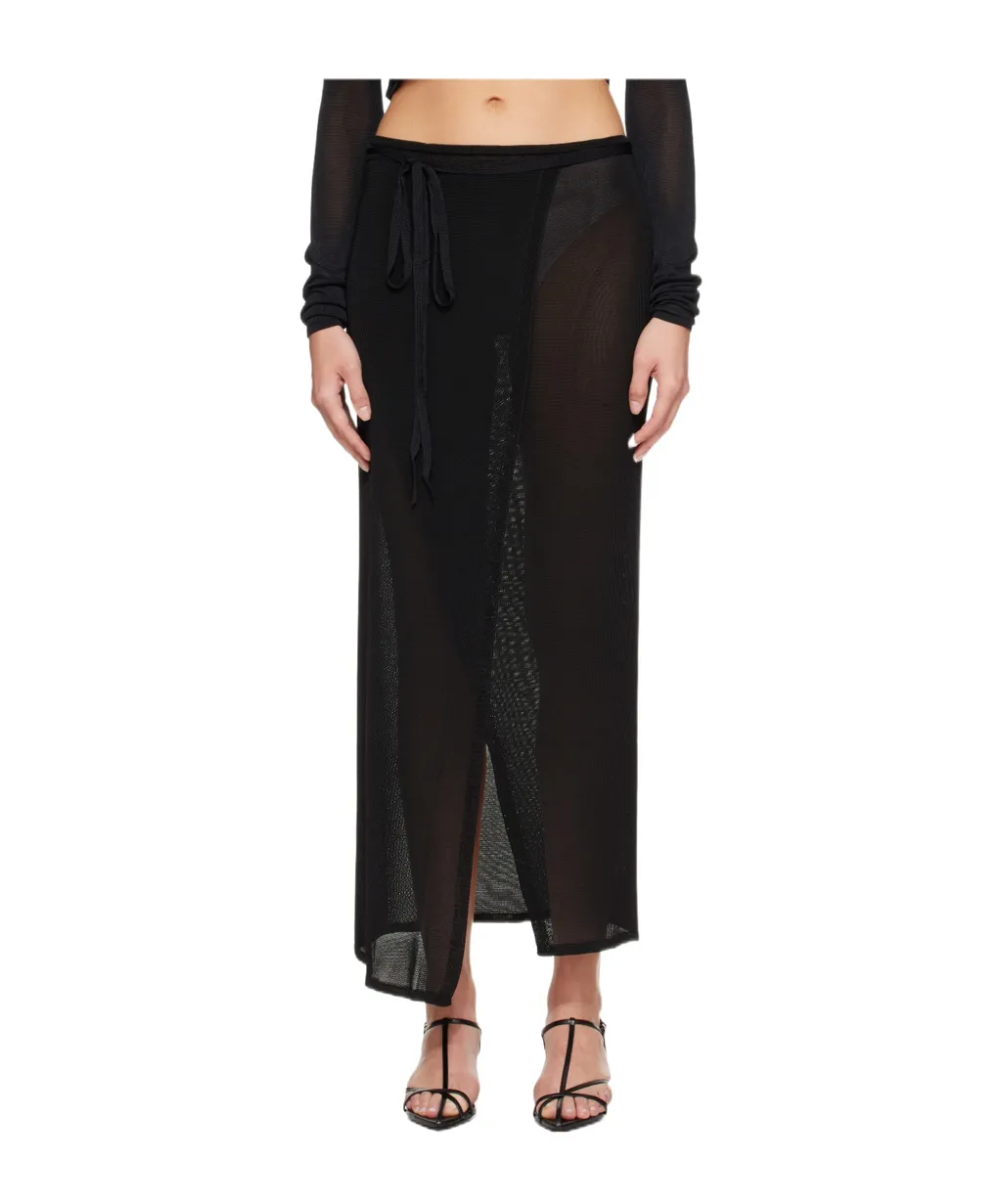 Alsen Thin Knit Wrap Maxi Skirt