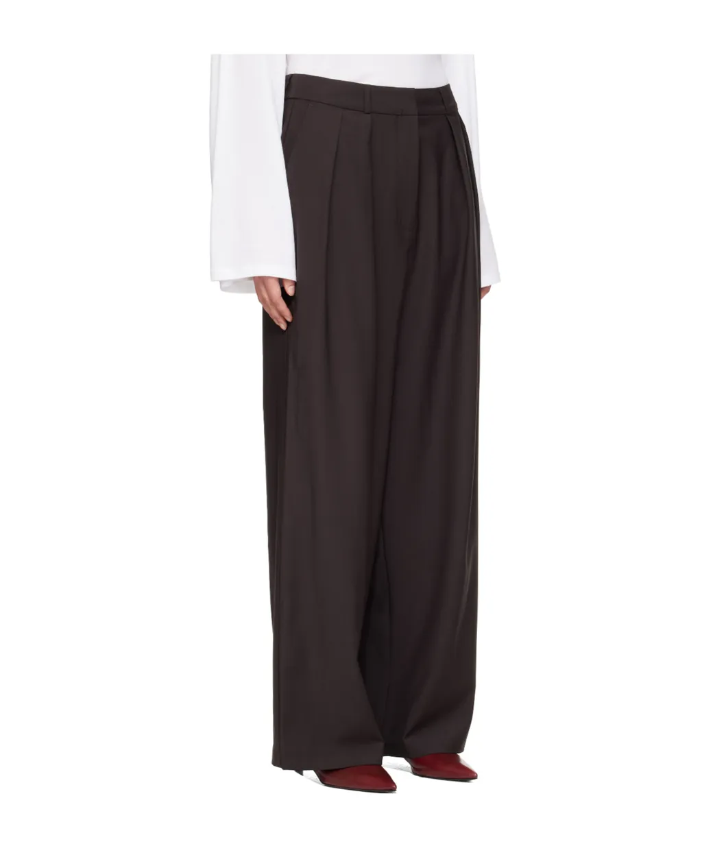 Wide-Leg Pleated Trousers