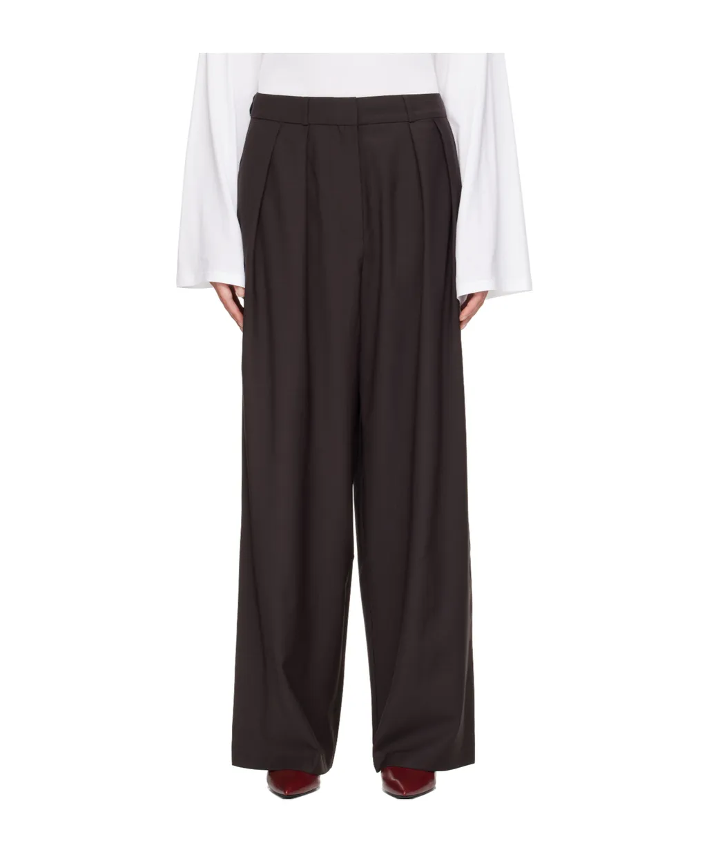 Wide-Leg Pleated Trousers