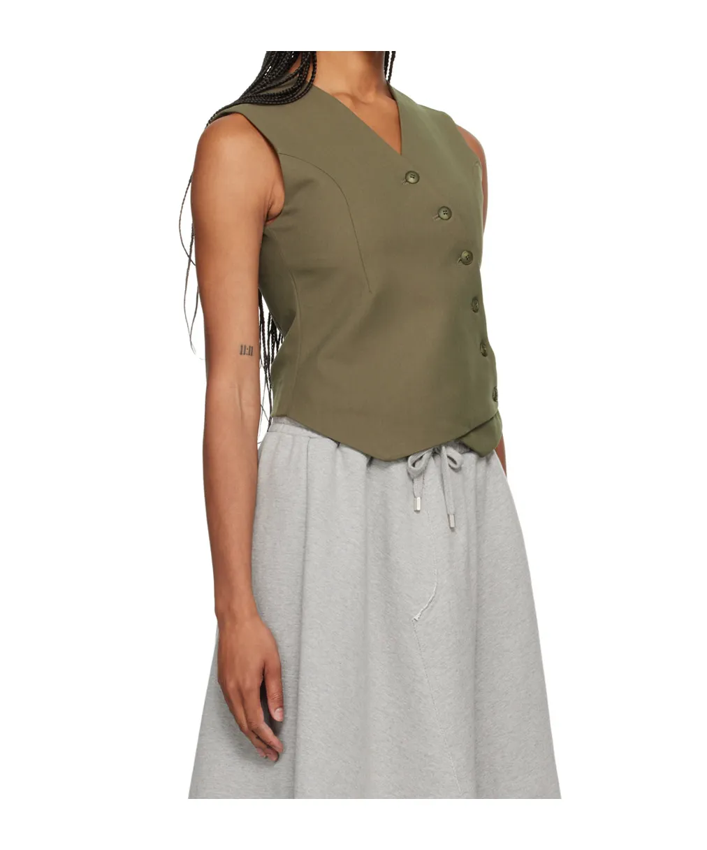 Sleeveless Button-Fastening Top
