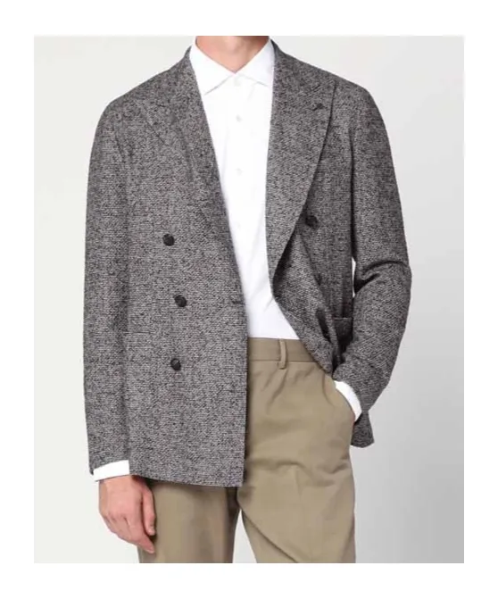 Double-Breasted Textured Blazer