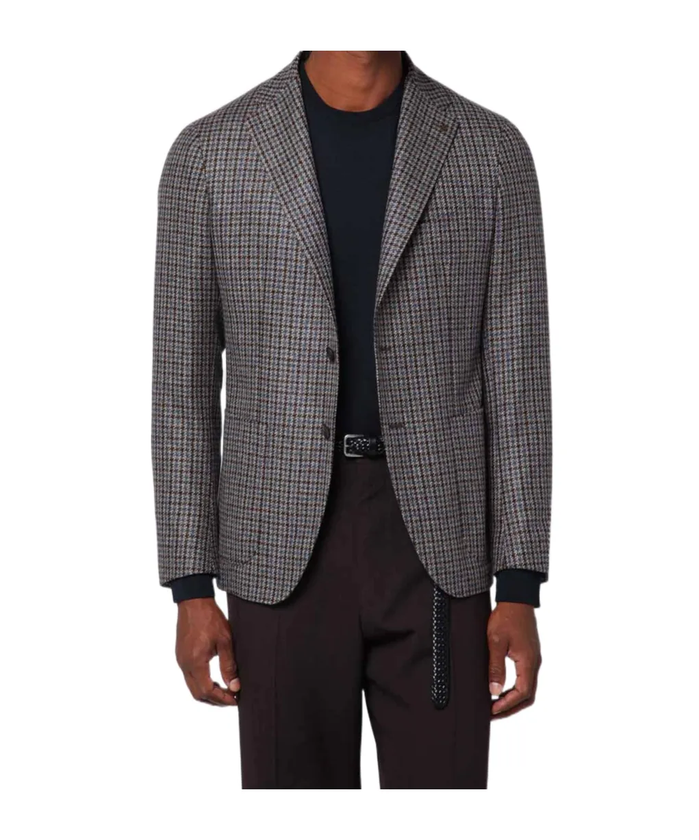 Houndstooth Single-Breasted Blazer