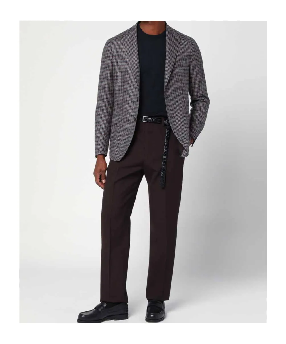 Houndstooth Single-Breasted Blazer