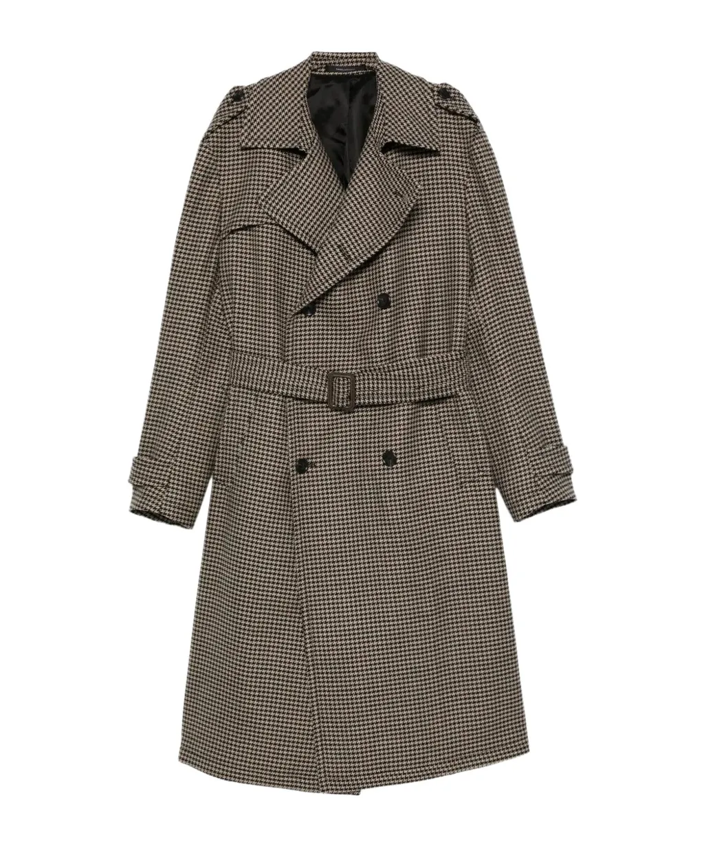 Houndstooth Double-Breasted Coat