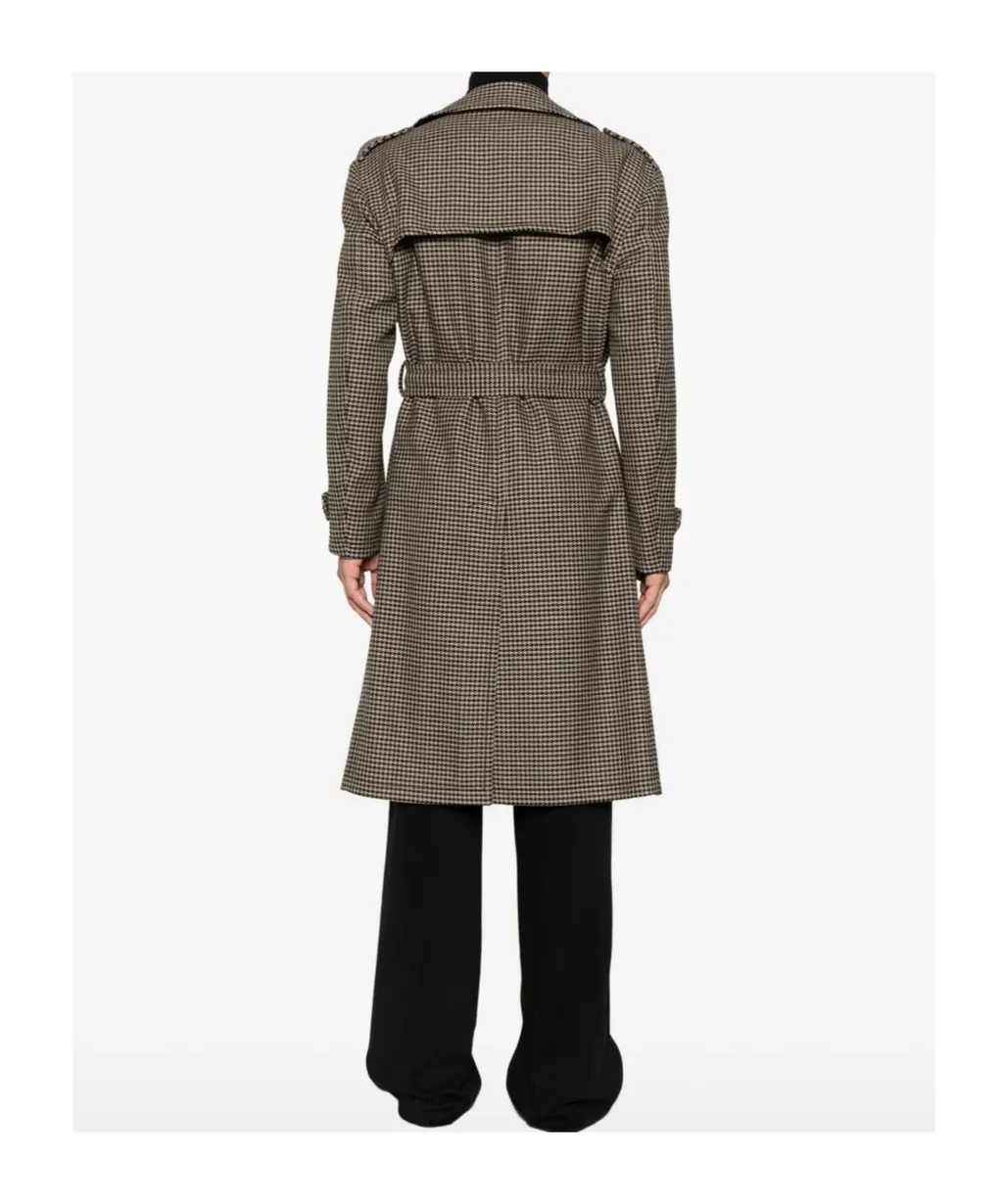 Houndstooth Double-Breasted Coat
