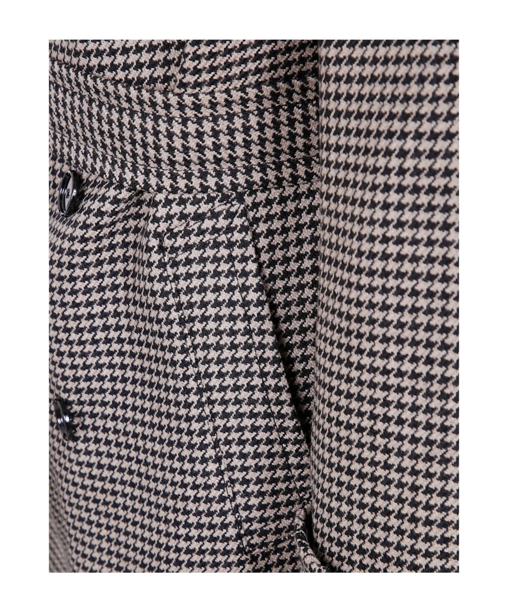 Houndstooth Belted Coat