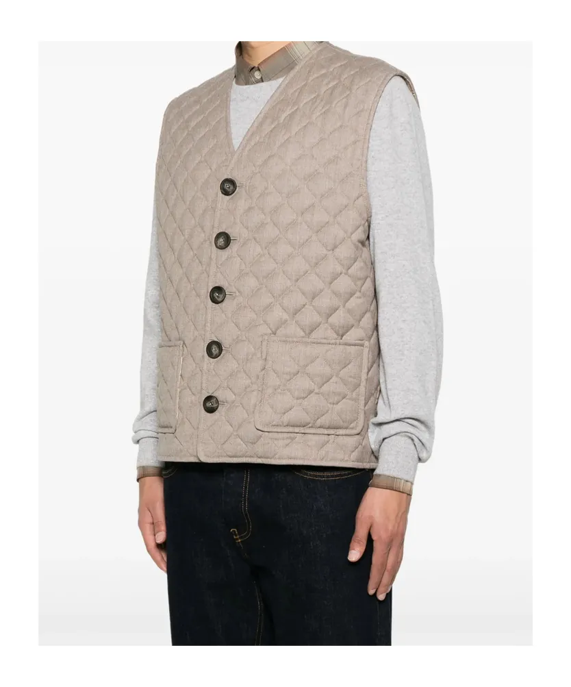 V-Neck Quilted Vest