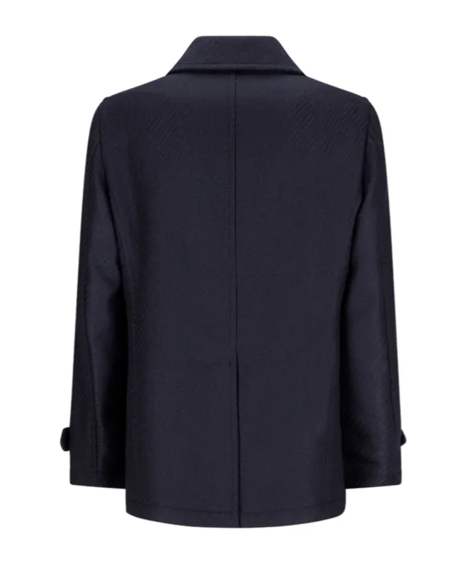 Double-Breasted Herringbone Coat